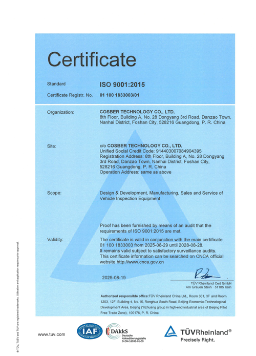 ISO-9001 Certificated by TUV Rhineland