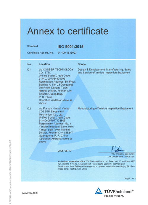 ISO-9001 Certificated by TUV Rhineland
